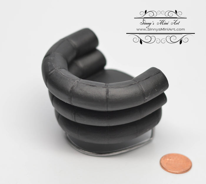 1:12 Dollhouse Miniature Barrel Chair Black/ Miniature Furniture AZ S8008B