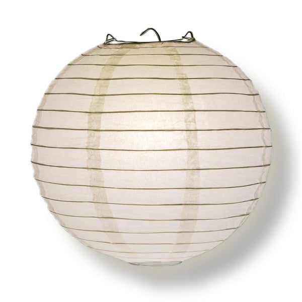 12-Pack 24 Inch White Parallel Ribbing Round Paper Lantern - Luna Bazaar | Boho & Vintage Style Decor