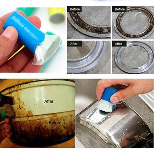2 Pcs Magic Stainless Steel Cleaning Brush Stick Metal Rust Remover x