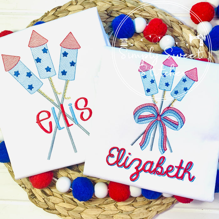 2328 - FIREWORKS TRIO WITH BOW - SKETCH CHILD SHIRT