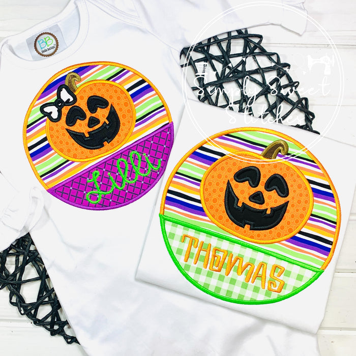 2350 - SPLIT PUMPKIN CIRCLE BOY - APPLIQUE CHILD SHIRT