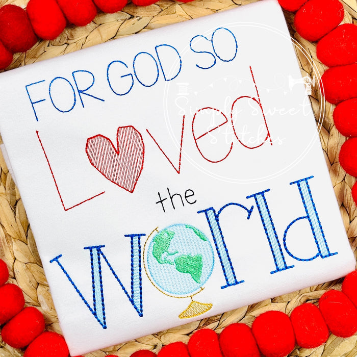 2441 - FOR GOD SO LOVED THE WORLD - APPLIQUE CHILD SHIRT