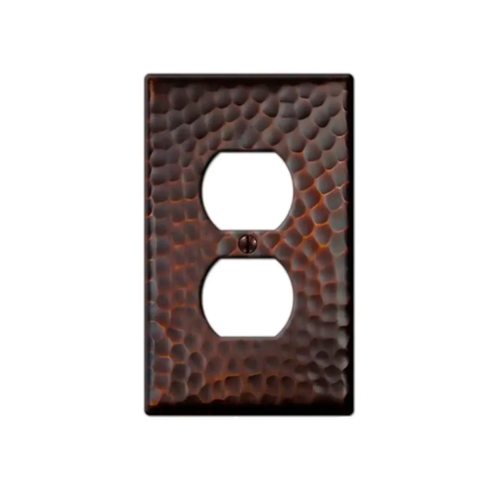 Aged Bronze Hammered Duplex Outlet Cover