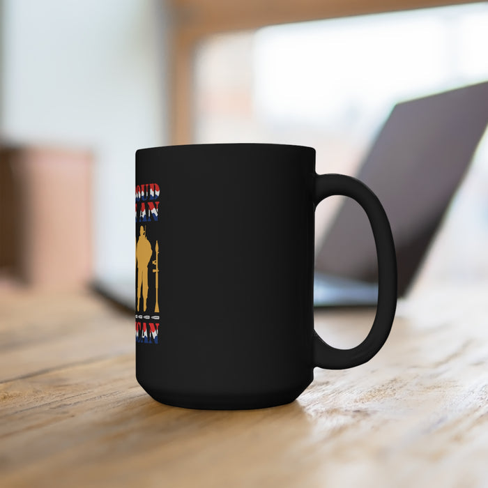 Bold 15oz Military Design Black Mug: Empower Your Sips with Camo-Inspired Style!