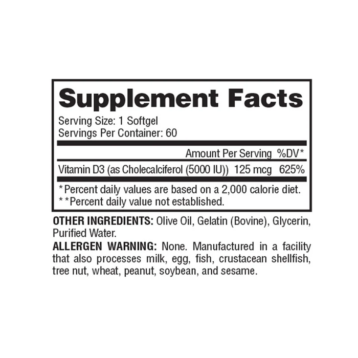 Evogen - D3 - 60 Softgels (5000iu)
