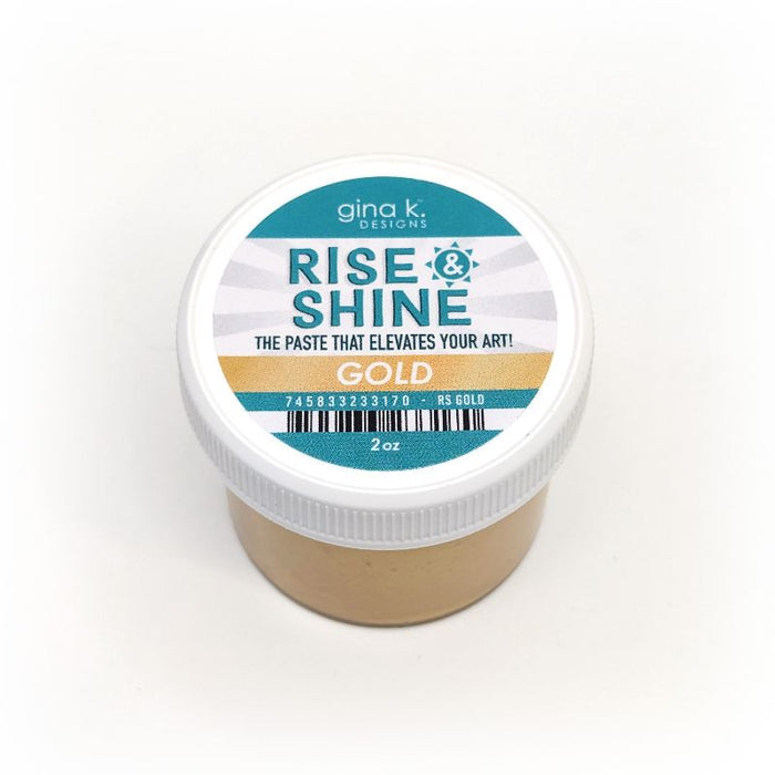 Gina K. Designs - Tool - Rise and Shine Stencil Paste - Gold. Add some shine to your projects! Available at Embellish Away located in Bowmanville Ontario Canada