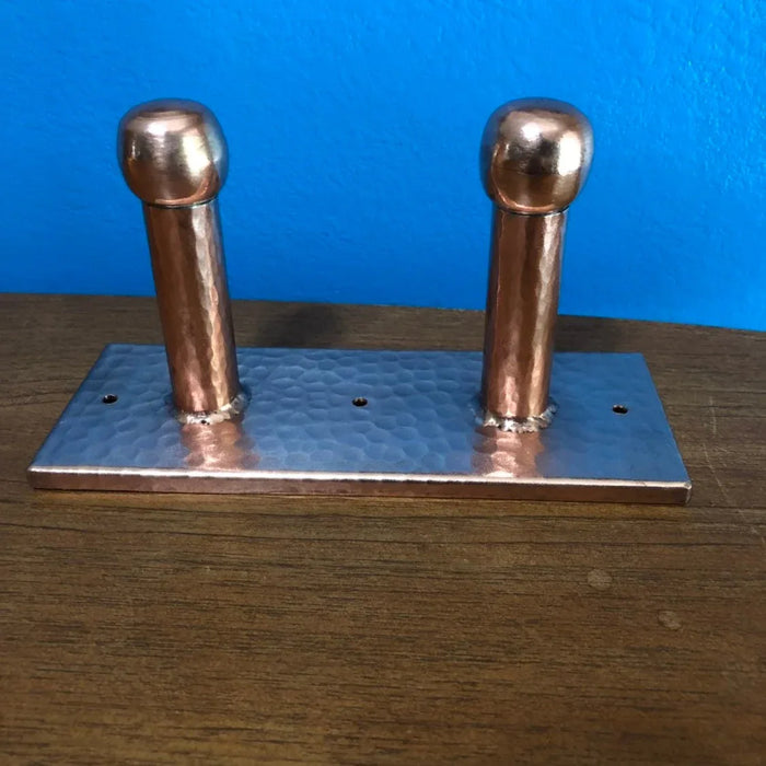 Hammered Copper Double Hook - Old West Iron