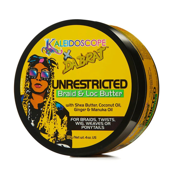 KALEIDOSCOPE Unrestricted braid and loc butter for natural hair jar with shea and coconut oils