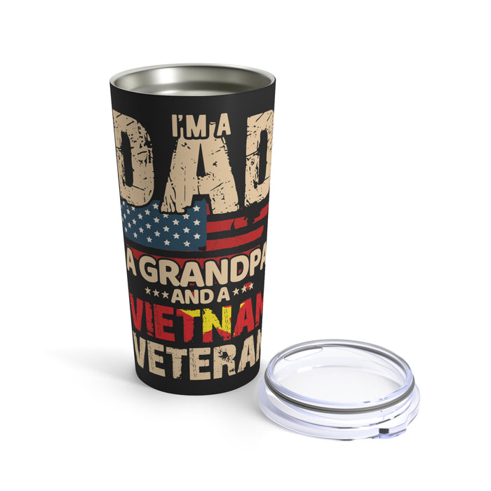 Legacy of Service: 20oz Military Design Tumbler - Proud Dad, Grandpa, and Vietnam Veteran