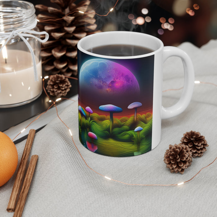 Lunar Moon Scene Toadstools and Lillies #6 Mug 11oz mug AI-Generated Artwork