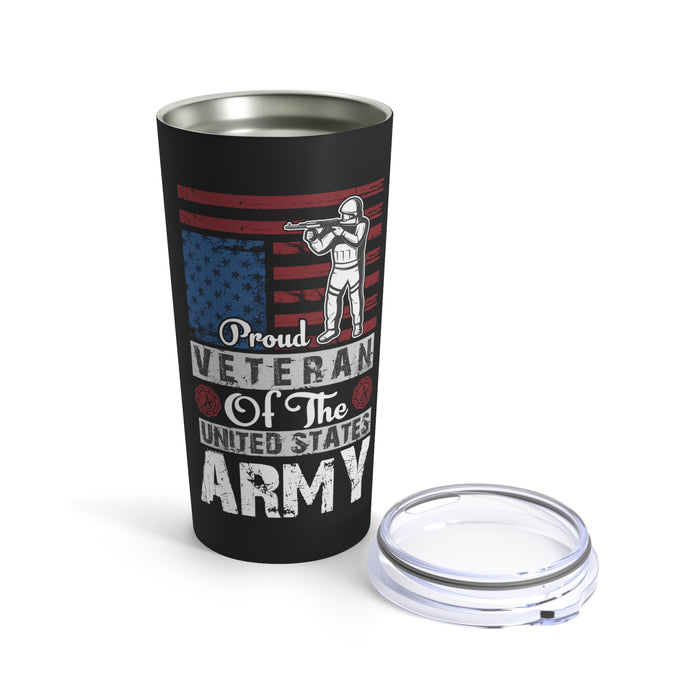 Proud United States Army Veteran 20oz Military Design Tumbler - Black Background