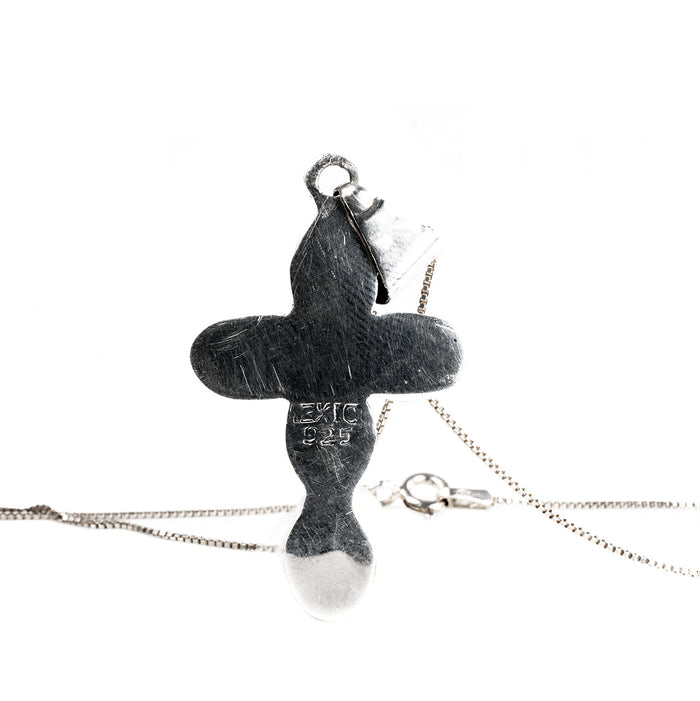 Silver & Glass Cross Necklace