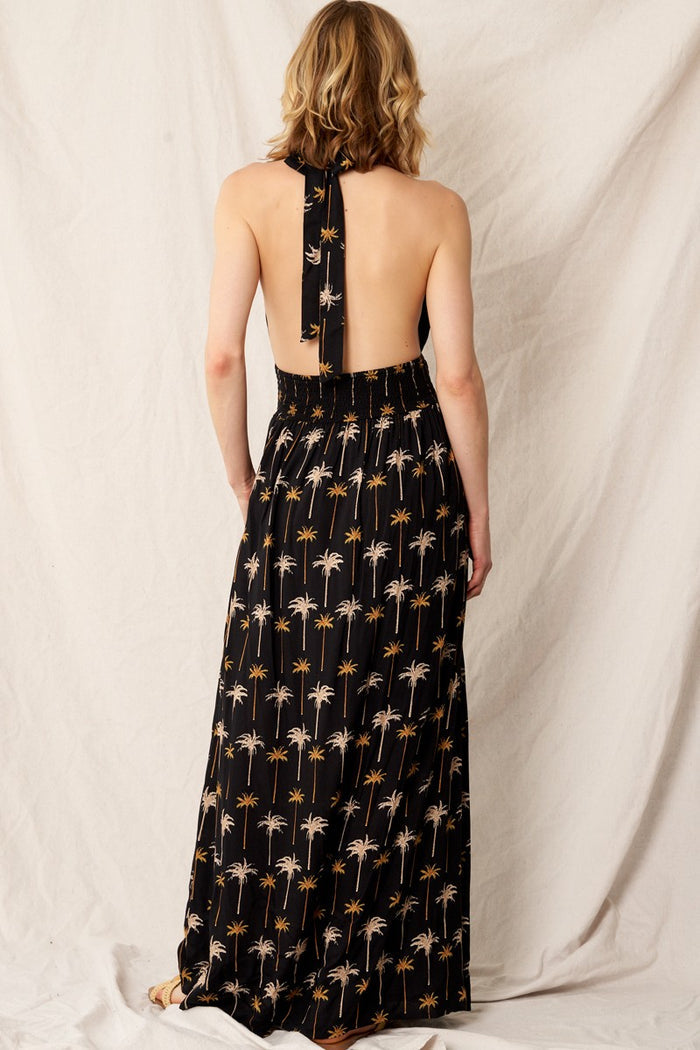 The Dysis Palm Tree Halter Maxi Dress