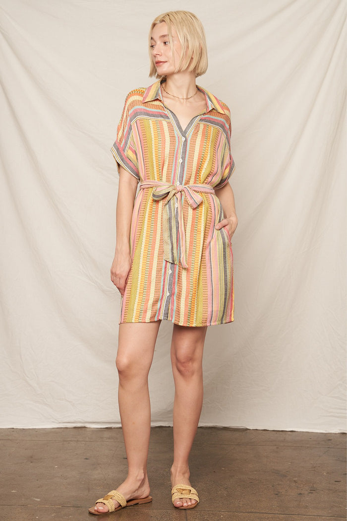 The Kadence Striped Belted Mini Dress