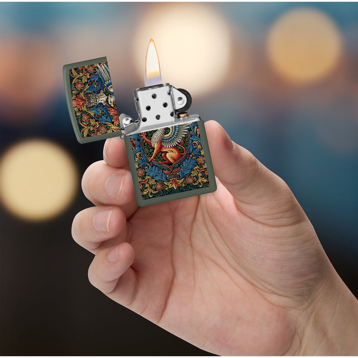 Zippo Lighter: Gryphon Design - Green Matte 47261