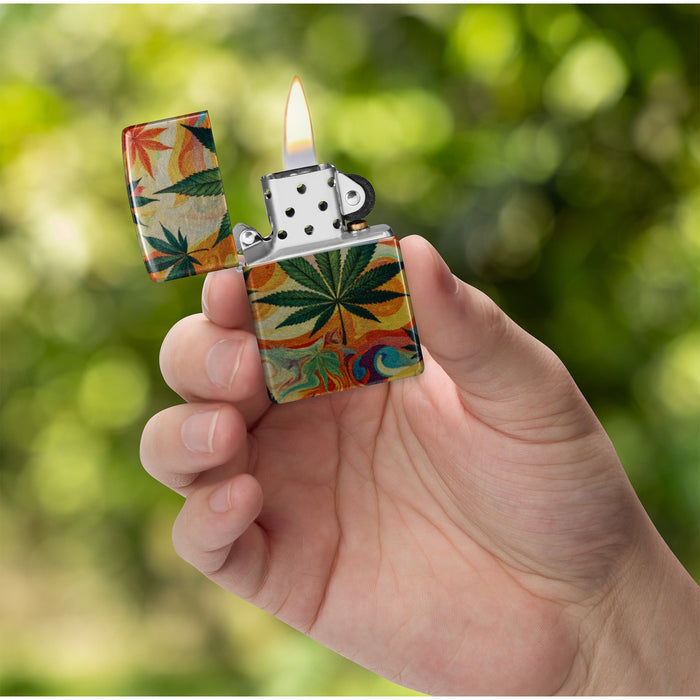 Zippo Lighter: Leafy Waves Design - 540 Fusion 47270