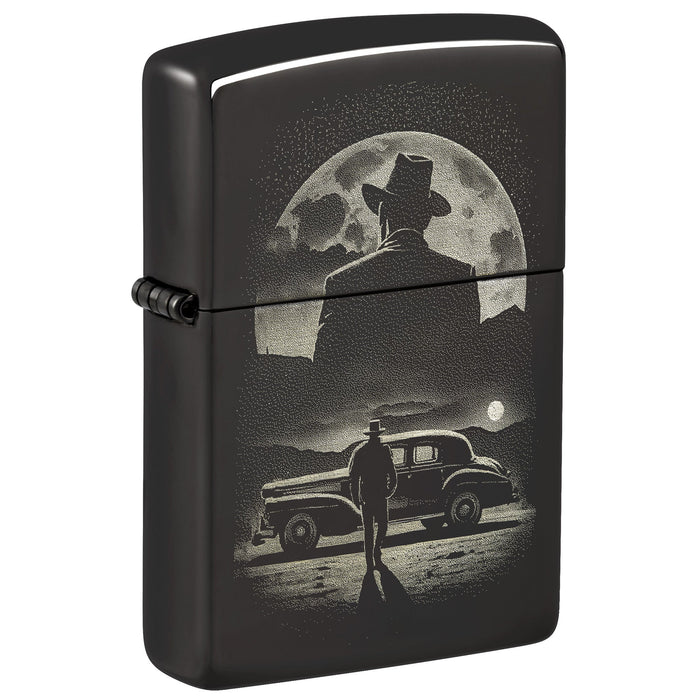 Zippo Lighter: Moonlight Scene - High Polish Black 81789