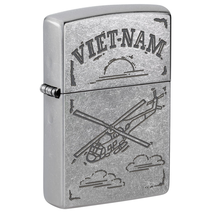 Zippo Lighter: Vietnam War Trench Art, Helicopter - Street Chrome 81808