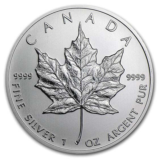1 oz Canadian Silver Maple Leaf (Random Year) (Secondary Market - Rim Dings)