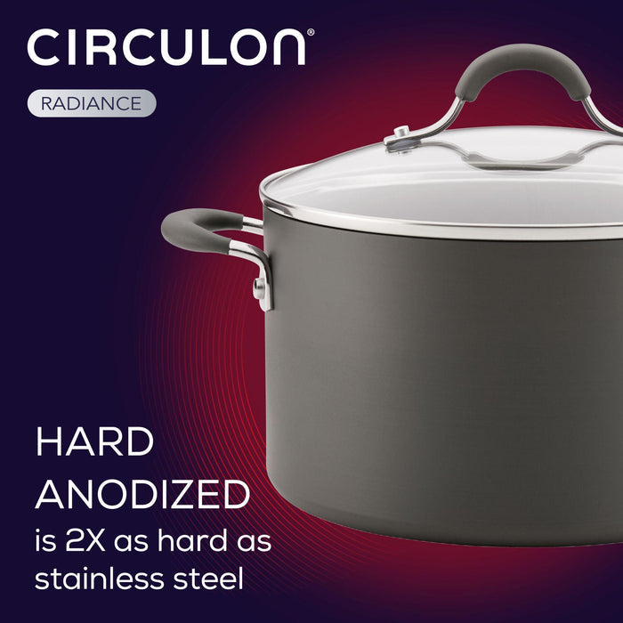 The 10-Piece Nonstick Cookware Set from Circulon provides exceptional performance with its nonstick surface, ensuring that both cooking and cleaning are effortless. Additionally, these pots are dishwasher safe for maximum convenience.