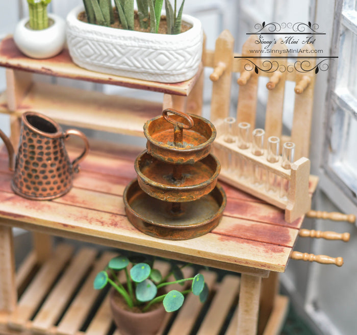 1:12 Dollhouse Miniature 3-Tier Tray Rust/ Miniature Kitchen AZ EIWF624