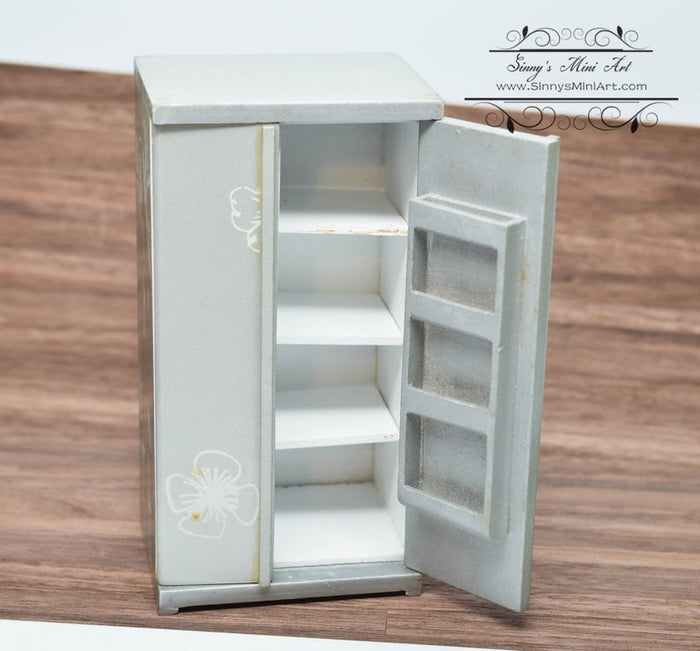 1:12 Dollhouse Miniature Silver Fridge with Cabinet-/Miniature Fridge AZ GM015