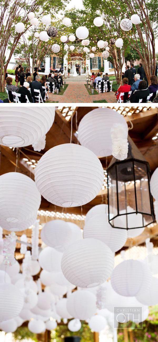 12-Pack 24 Inch White Parallel Ribbing Round Paper Lantern - Luna Bazaar | Boho & Vintage Style Decor