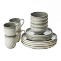 16 Piece Olive & White Nova Stoneware Dinner Set
