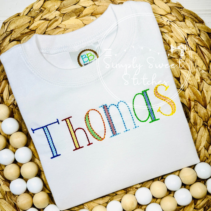 1713 - BOYS NAME PRIMARY COLORS - SKETCH CHILD SHIRT