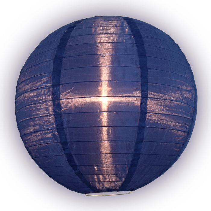 18 Inch Navy Blue Shimmering Nylon Lantern, Even Ribbing, Durable, Hanging - LunaBazaar.com - Discover. Celebrate. Decorate.