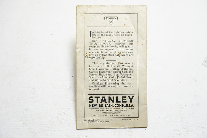 1926 STANLEY SWEETHEART TOOLS PAMPHLET - 48 PAGE