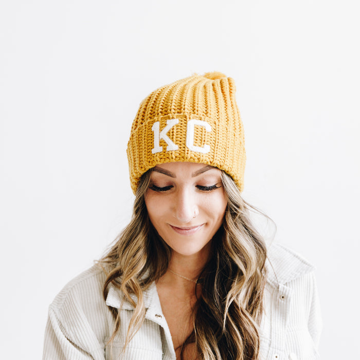 1KC Chunky Pom Beanie - Gold