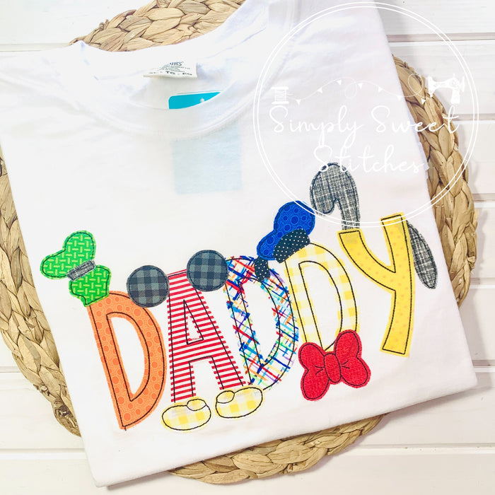 2291 - MOUSE AND FRIENDS NAME - APPLIQUE ADULT SHIRT