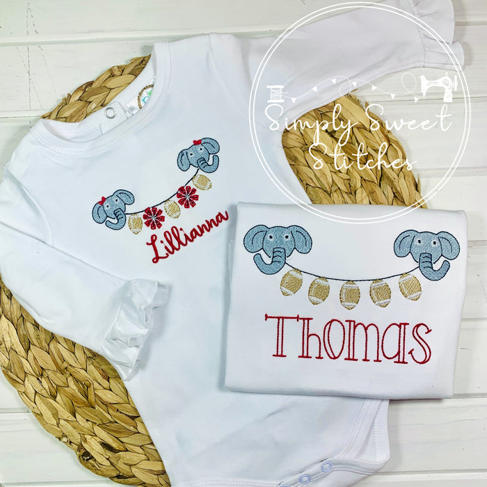 2358 - ELEPHANT GIRL BUNTING - SKETCH CHILD SHIRT