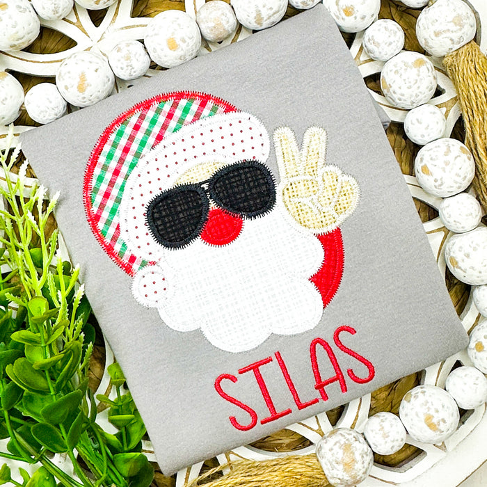 2390 - PEACE OUT SANTA CLAUS - APPLIQUE CHILD SHIRT