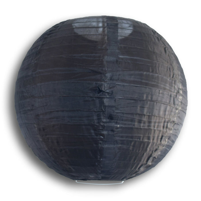 24 Inch Black Shimmering Nylon Lantern, Even Ribbing, Durable, Hanging - LunaBazaar.com - Discover. Celebrate. Decorate.
