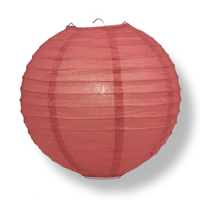 24" Marsala / Burgundy Wine Round Paper Lantern, Even Ribbing, Chinese Hanging Wedding & Party Decoration - PaperLanternStore.com - Paper Lanterns, Decor, Party Lights & More