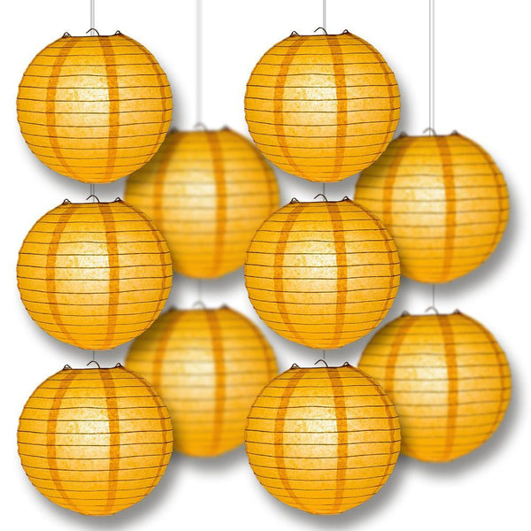 24" Papaya Round Paper Lantern, Even Ribbing, Chinese Hanging Wedding & Party Decoration - PaperLanternStore.com - Paper Lanterns, Decor, Party Lights & More