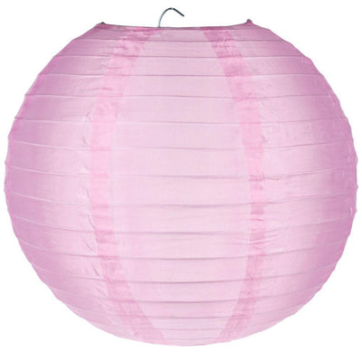 24 Inch Pink Shimmering Nylon Lantern, Even Ribbing, Durable, Hanging - LunaBazaar.com - Discover. Celebrate. Decorate.