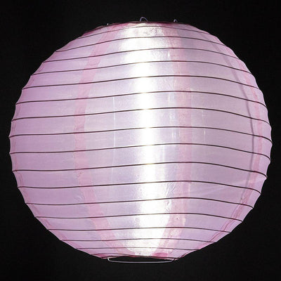 24 Inch Pink Shimmering Nylon Lantern, Even Ribbing, Durable, Hanging - LunaBazaar.com - Discover. Celebrate. Decorate.