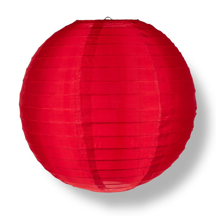 24" Red Shimmering Nylon Lantern, Even Ribbing, Durable, Hanging - PaperLanternStore.com - Paper Lanterns, Decor, Party Lights & More