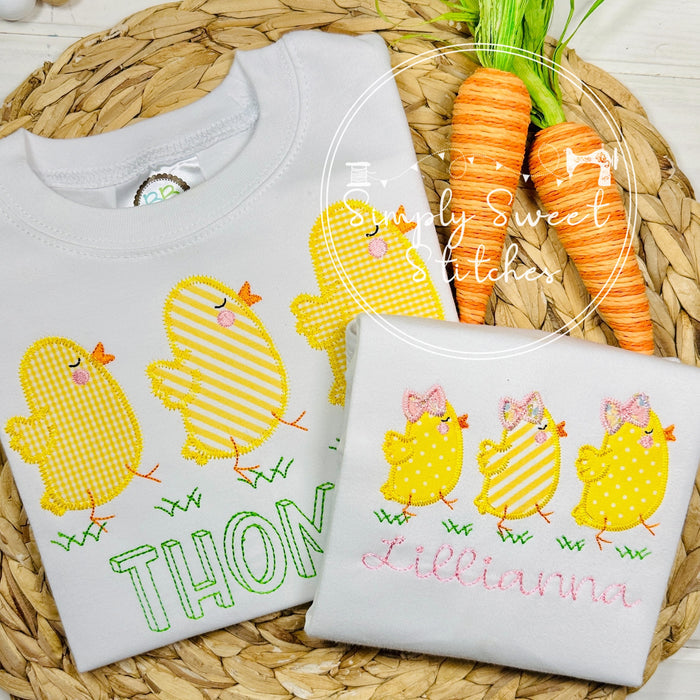 2457 - CHICKS TRIO GIRL - APPLIQUE CHILD SHIRT