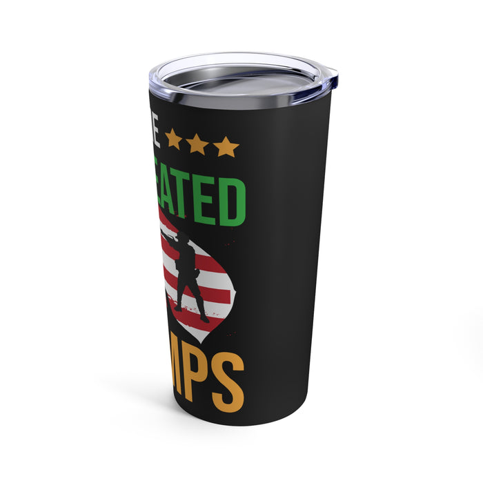 2Time Undefeated World War Champs 20oz Military Design Tumbler - Black Background
