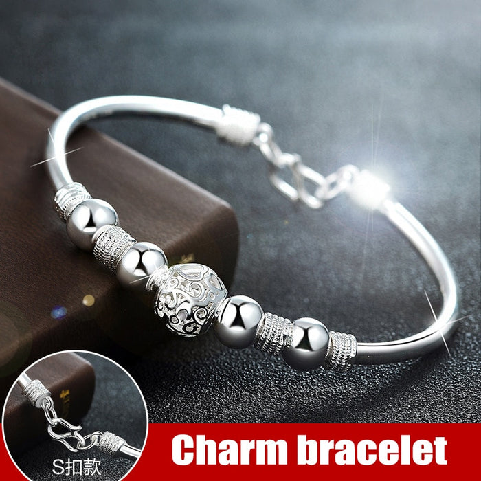3 Style New 925 sterling silver Lucky Charm Bracelet Cuff Bracelets For Women Bangles Fashion Jewelry Pulseira