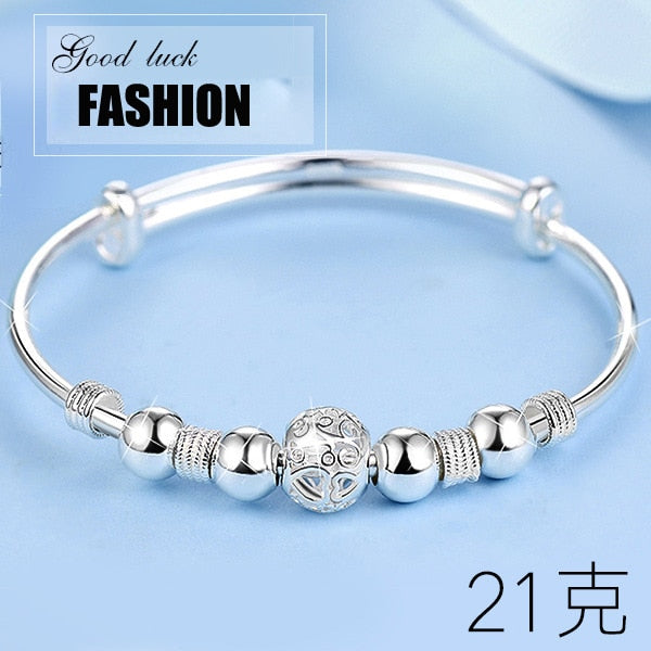 3 Style New 925 sterling silver Lucky Charm Bracelet Cuff Bracelets For Women Bangles Fashion Jewelry Pulseira