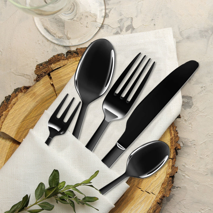 30 Piece Black Prism Stainless Steel Cutlery Set