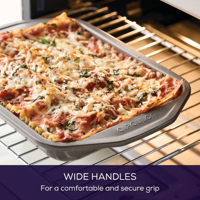 Used the 4-Piece Nonstick Toaster Oven Set to bake lasagna.