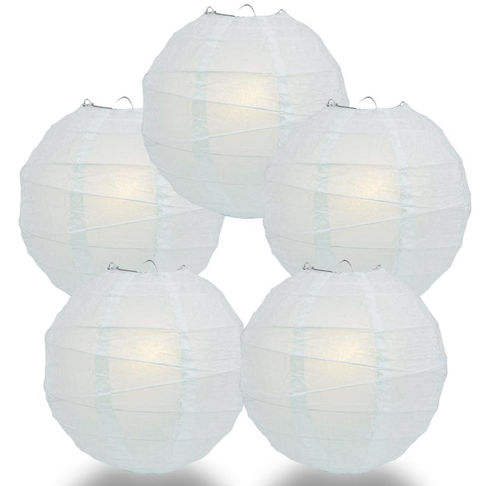 5-Pack 12 Inch Arctic Spa Blue Free-Style Ribbing, Hanging Paper Lanterns - Luna Bazaar | Boho & Vintage Style Decor