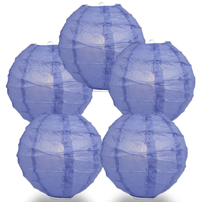 5-Pack 12 Inch Astra Blue / Very Periwinkle Free-Style Ribbing, Hanging Paper Lanterns - Luna Bazaar | Boho & Vintage Style Decor