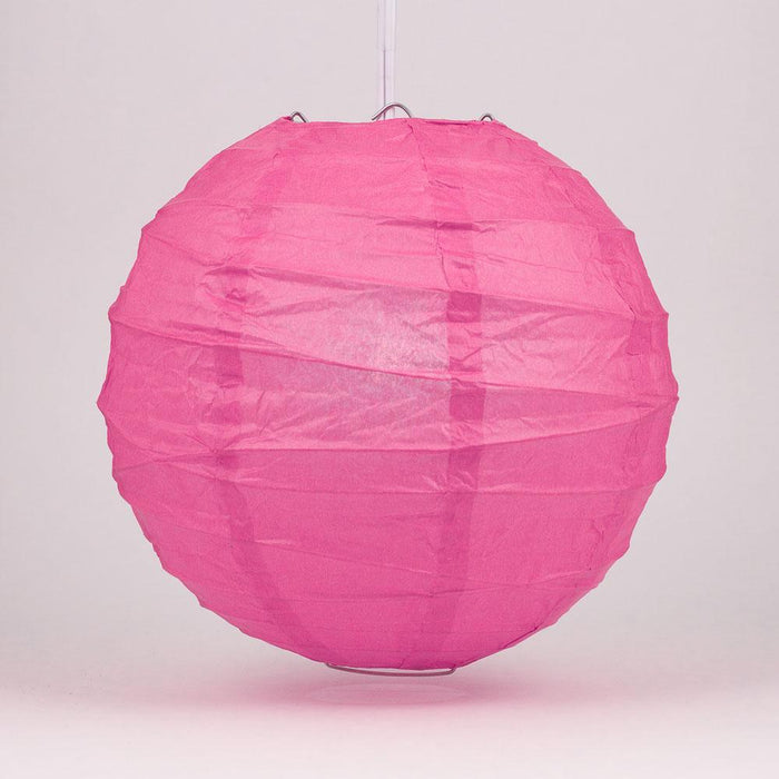 5-Pack 12 Inch Fuchsia / Hot Pink Free-Style Ribbing, Hanging Paper Lanterns - Luna Bazaar | Boho & Vintage Style Decor